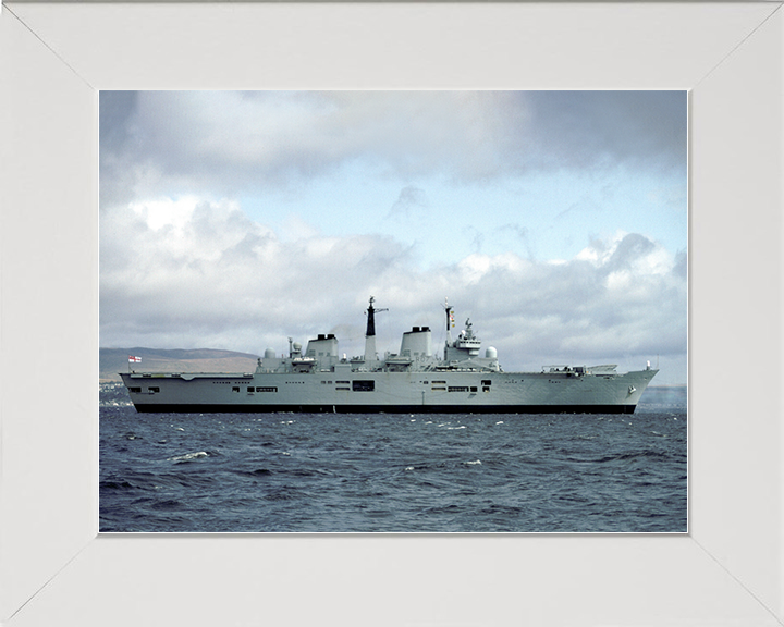 HMS Ark Royal (R07) Royal Navy Invincible Class Aircraft Carrier Starboard Beam View Photo Print Wall Art Decor Posters, Prints, & Visual Artwork Hampshire Prints 10 x 8 White Frame No