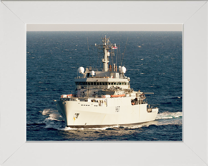 HMS Echo (H87) Royal Navy Echo Class Survey Vessel Underway Photo Print Wall Art Decor Posters, Prints, & Visual Artwork Hampshire Prints 10 x 8 White Frame No