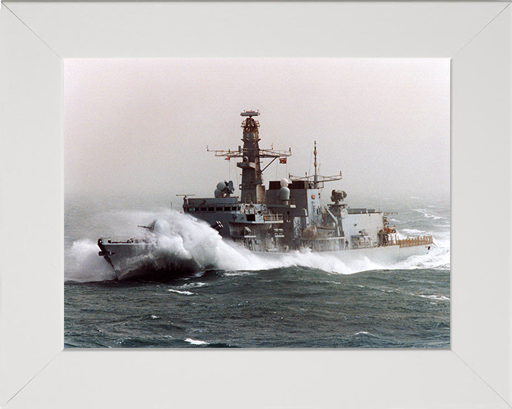 HMS Somerset (F82) Photo Print - In Rough Sea 2003 - Royal Navy Type 23 Frigate Posters, Prints, & Visual Artwork Hampshire Prints 10 x 8 White Frame No