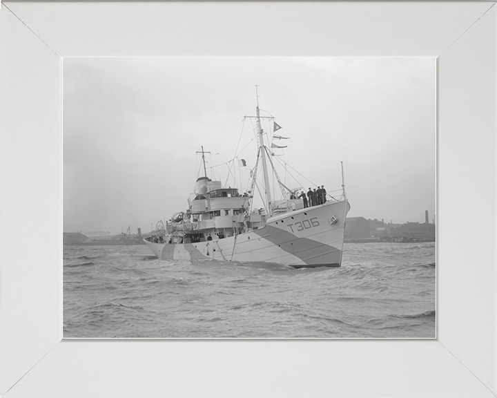 HMS Bream (T306) Royal Navy Fish Class Trawler Starboard Bow View Photo Print Wall Art Decor Posters, Prints, & Visual Artwork Hampshire Prints 10 x 8 White Frame No