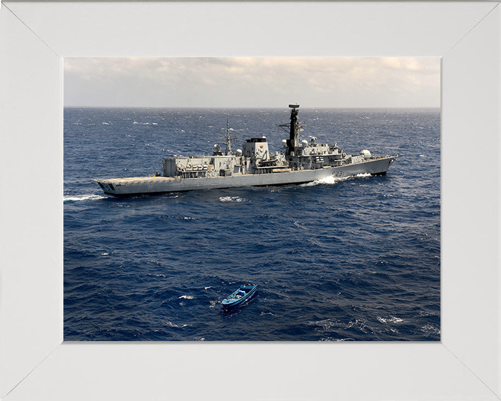 HMS Argyll (F231) Photo Print - Fast Boat Boarding 2014 - Royal Navy Type 23 Frigate Posters, Prints, & Visual Artwork Hampshire Prints 10 x 8 White Frame No