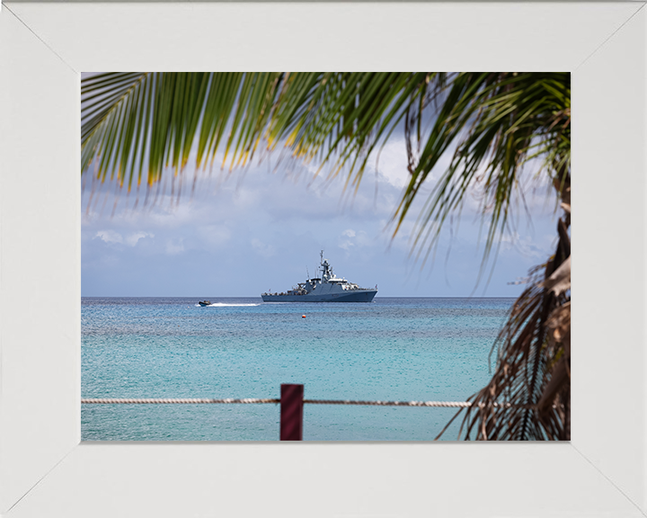 HMS Trent (P224) Photo Print - Cayman Islands - Royal Navy River Class Patrol Vessel Hampshire Prints 10 x 8 White Frame No