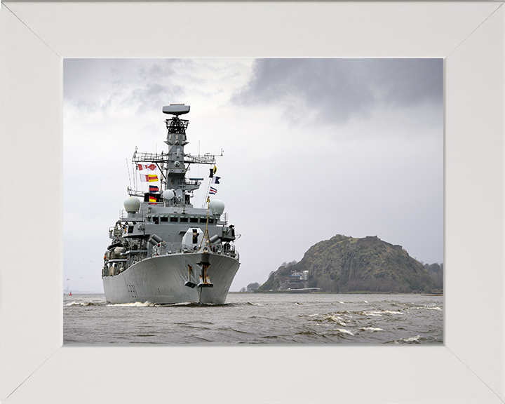 HMS Argyll (F231) Photo Print - Arriving in Glasgow 2015 - Royal Navy Type 23 Frigate Posters, Prints, & Visual Artwork Hampshire Prints 10 x 8 White Frame No