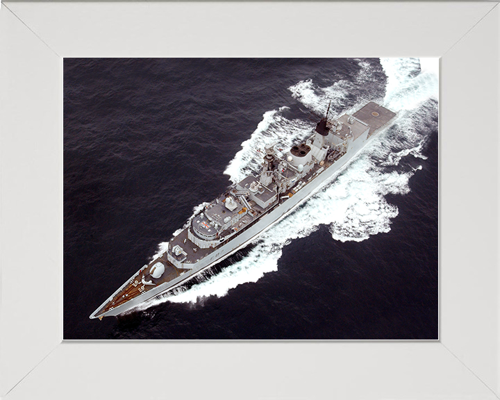 HMS Chatham (F87) Royal Navy Type 22 Frigate From The Air Photo Print Wall Art Decor Posters, Prints, & Visual Artwork Hampshire Prints 10 x 8 White Frame No