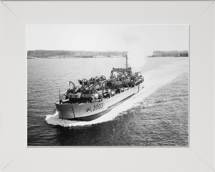 HMS Anzio (L3003) Royal Navy Tank Landing Craft Port Bow View Warship Photo Print Wall Art Decor Posters, Prints, & Visual Artwork Hampshire Prints 10 x 8 White Frame No