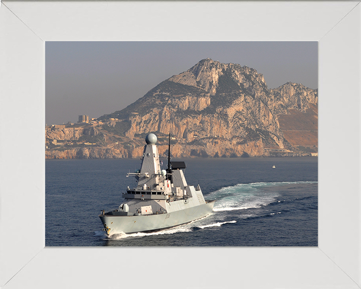 HMS Defender (D36) Photo Print - Off Gibraltar 2014 - Royal Navy Type 45 Destroyer Posters, Prints, & Visual Artwork Hampshire Prints 10 x 8 White Frame No