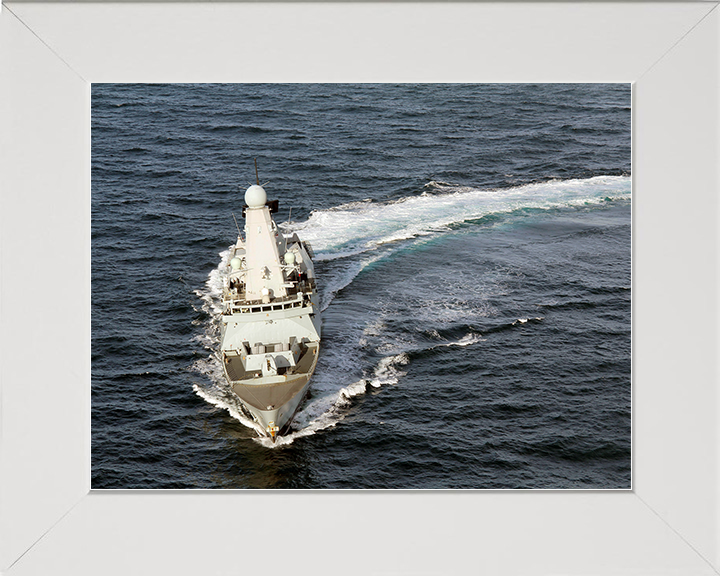 HMS Dauntless (D33) Royal Navy Type 45 Destroyer Turns To Port Photo Print Wall Art Decor Posters, Prints, & Visual Artwork Hampshire Prints 10 x 8 White Frame No