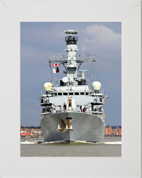 HMS Westminster (F237) Photo Print - Low Bow View - Royal Navy Type 23 Frigate Hampshire Prints 10 x 8 White Frame No