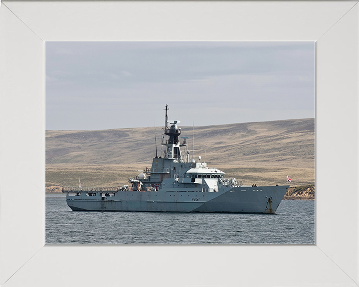 HMS Clyde (P257) Royal Navy River Class Patrol Vessel At Anchor Photo Print Wall Art Decor Posters, Prints, & Visual Artwork Hampshire Prints 10 x 8 White Frame No