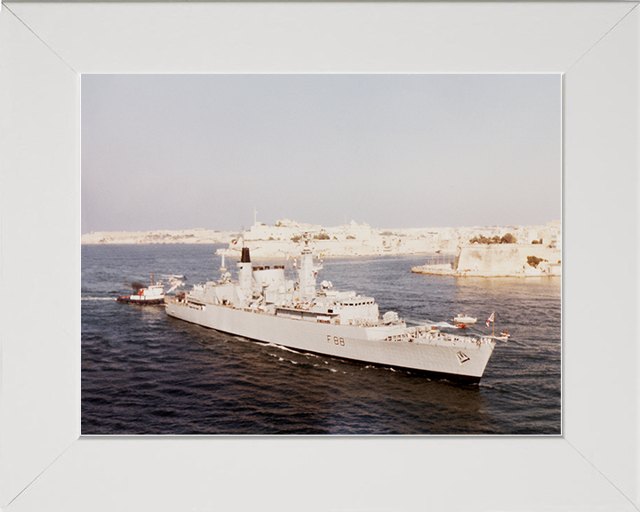 HMS Broadsword (F88) Royal Navy Type 22 Frigate Valletta Malta Photo Print Wall Art Decor Posters, Prints, & Visual Artwork Hampshire Prints 10 x 8 White Frame No