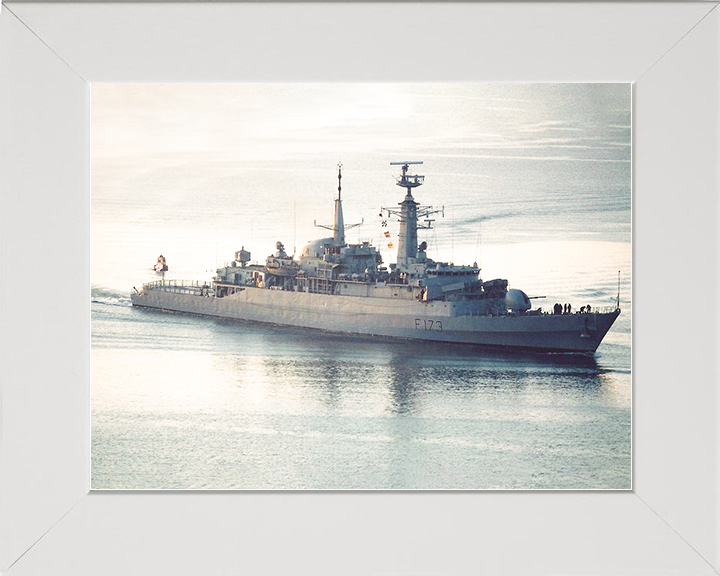 HMS Arrow (F173) Royal Navy Type 21 Frigate High Starboard View Photo Print Wall Art Decor Posters, Prints, & Visual Artwork Hampshire Prints 10 x 8 White Frame No