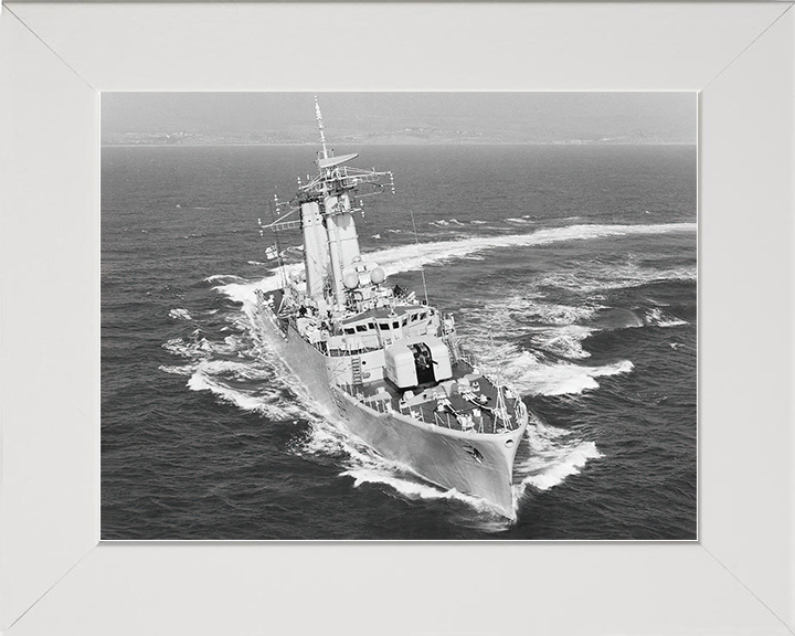 HMS Chichester (F59) Royal Navy Salisbury Class Frigate Hard Turn Photo Print Wall Art Decor Posters, Prints, & Visual Artwork Hampshire Prints 10 x 8 White Frame No