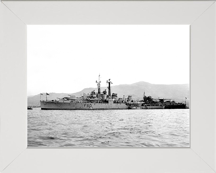 HMS Alacrity (U60) Royal Navy Black Swan Class Sloop Warship Port View Photo Print Wall Art Posters, Prints, & Visual Artwork Hampshire Prints 10 x 8 White Frame No