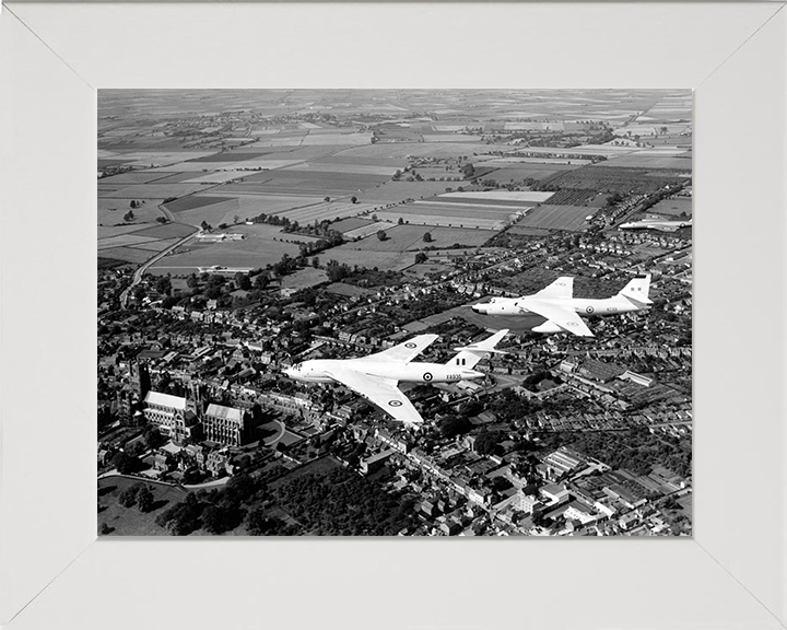 RAF Victor B.1 and Valliant B(PR1) Over Ely Cathedral Photo Print - Royal Air Force Aircraft Posters, Prints, & Visual Artwork Hampshire Prints 10 x 8 White Frame No