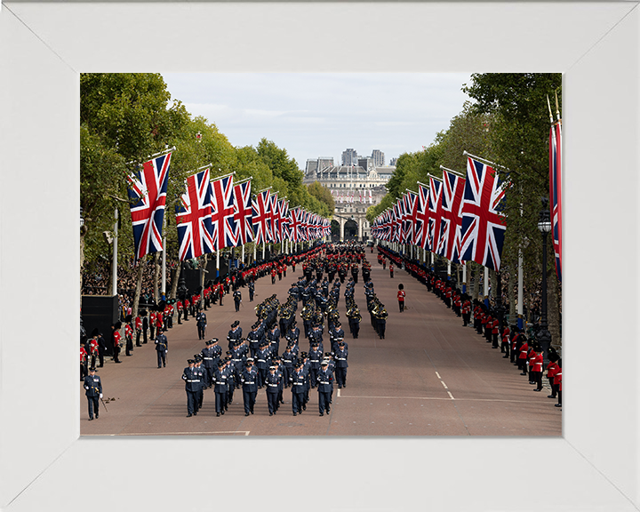 RAF Regiment March down the Mall London Photo Print - Royal Air Force Hampshire Prints 10 x 8 White Frame No