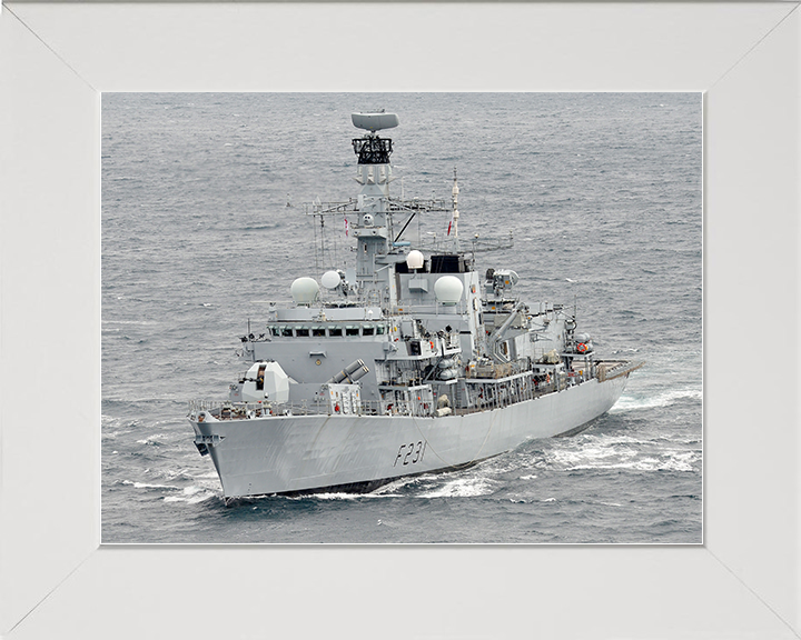 HMS Argyll (F231) Royal Navy Type 23 Frigate Caribbean 2014 Photo Print Wall Art Naval Decor Posters, Prints, & Visual Artwork Hampshire Prints 10 x 8 White Frame No