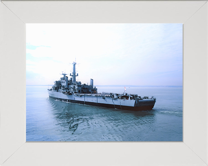 HMS Intrepid (L11) Photo Print - Port Quarter View - Royal Navy Fearless Class Amphibious Ship Hampshire Prints 10 x 8 White Frame No