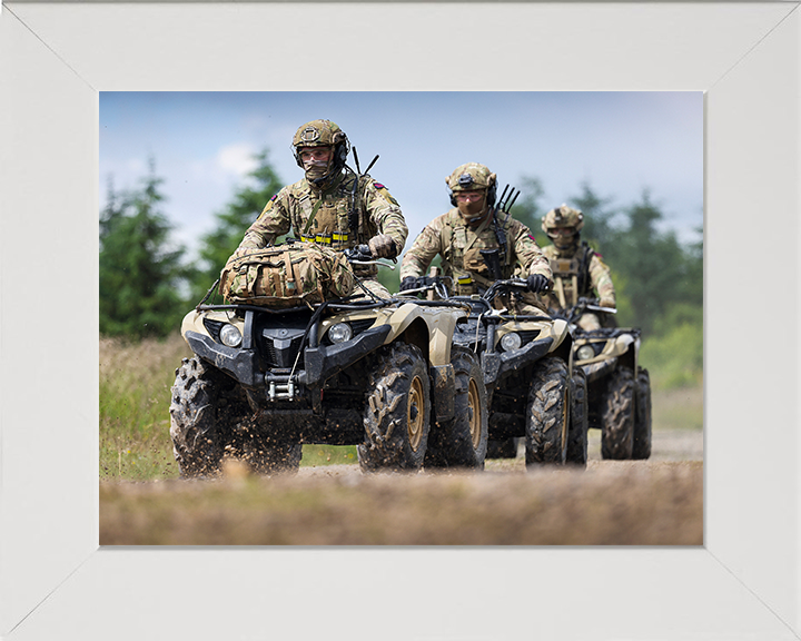 Royal Marine Commandos on Quad Bikes Photo Print - 3 Commando Brigade Hampshire Prints 10 x 8 White Frame No