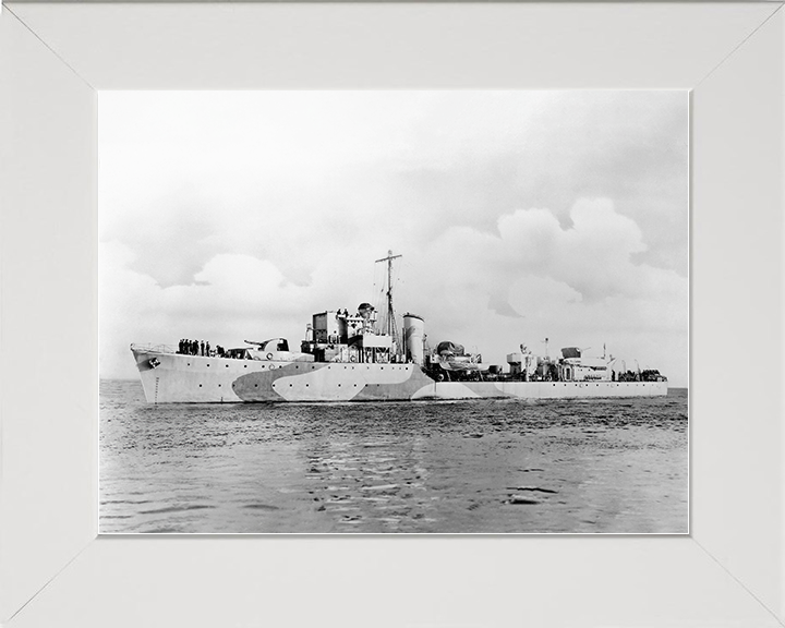 HMS Bleasdale (1940) Royal Navy Hunt Class Destroyer Port Side View Photo Print Wall Art Decor Posters, Prints, & Visual Artwork Hampshire Prints 10 x 8 White Frame No