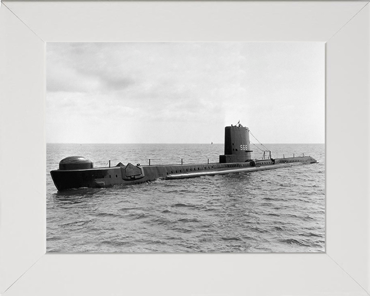 HMS Alderney (S66) (P416) Photo Print - Port Side View - Royal Navy Amphion Class Submarine Hampshire Prints 10 x 8 White Frame No