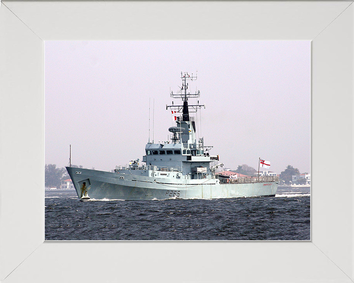 HMS Dumbarton Castle (P265) Royal Navy Castle Class Patrol Vessel Port Side Photo Print Wall Art Decor Posters, Prints, & Visual Artwork Hampshire Prints 10 x 8 White Frame No
