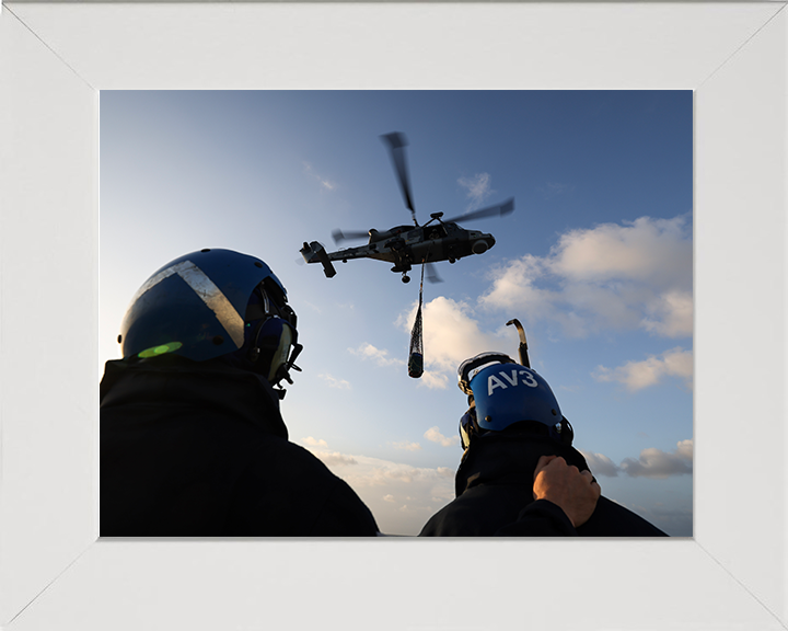 Wildcat Helicopter VERTREP 2025 Photo Print - Royal Navy Aircraft Hampshire Prints 10 x 8 White Frame No