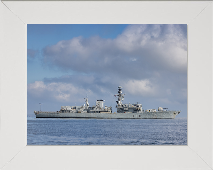 HMS Argyll (F231) Photo Print - Starboard View 2021 - Royal Navy Type 23 Frigate Posters, Prints, & Visual Artwork Hampshire Prints 10 x 8 White Frame No