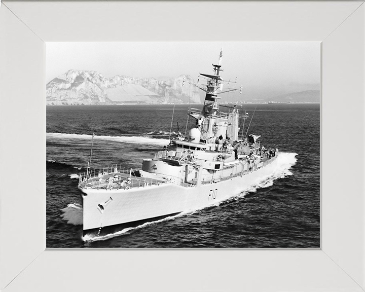 HMS Aurora (F10) Royal Navy Leander Class Frigate Off Gibraltar Photo Print Wall Art Decor Posters, Prints, & Visual Artwork Hampshire Prints 10 x 8 White Frame No