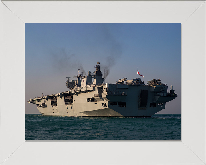 HMS Ocean (L12) Photo Print - At Sea 2016 - Royal Navy Landing Platform Helicopter Hampshire Prints 10 x 8 White Frame No