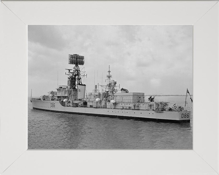 HMS Agincourt (D86) Photo Print - Underway - Royal Navy Battle Class Destroyer Posters, Prints, & Visual Artwork Hampshire Prints 10 x 8 White Frame No
