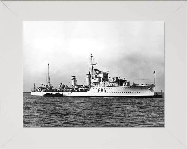 HMS Grenade (H86) Photo Print - At Sea 1936 - Royal Navy G Class Destroyer Posters, Prints, & Visual Artwork Hampshire Prints 10 x 8 White Frame No