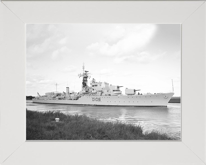 HMS Dainty (D108) Royal Navy Daring Class Destroyer Starboard View Photo Print Wall Art Decor Posters, Prints, & Visual Artwork Hampshire Prints 10 x 8 White Frame No