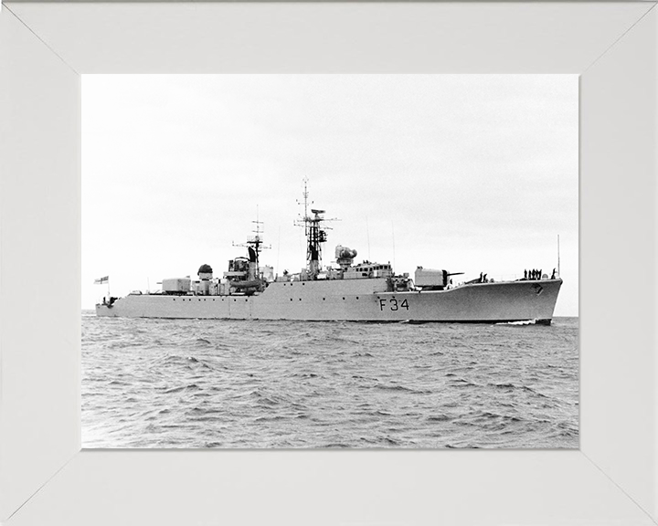 HMS Puma (F34) Photo Print - at sea 1958 - Royal Navy Leopard Class Frigate Hampshire Prints 10 x 8 White Frame No