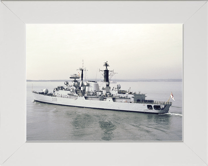 HMS Cardiff (D108) Royal Navy Type 42 Destroyer Southsea Photo Print Wall Art Decor Posters, Prints, & Visual Artwork Hampshire Prints 10 x 8 White Frame No