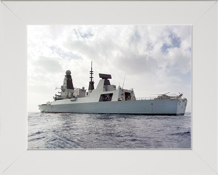HMS Duncan (D37) Royal Navy Type 45 Destroyer With Helicopter on Deck Photo Print Wall Art Decor Posters, Prints, & Visual Artwork Hampshire Prints 10 x 8 White Frame No