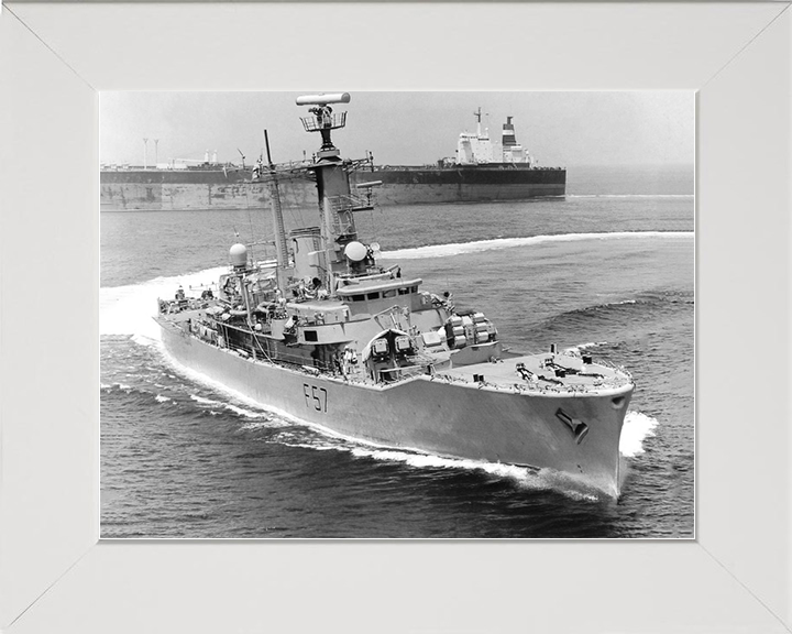 HMS Andromeda (F57) Royal Navy Leander Class Frigate Hard Turn to Port Photo Print Wall Art Decor Posters, Prints, & Visual Artwork Hampshire Prints 10 x 8 White Frame No