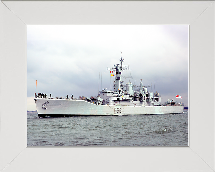 HMS Argonaut (F56) Royal Navy Leander Class Frigate Port Side View Photo Print Wall Art Decor Posters, Prints, & Visual Artwork Hampshire Prints 10 x 8 White Frame No