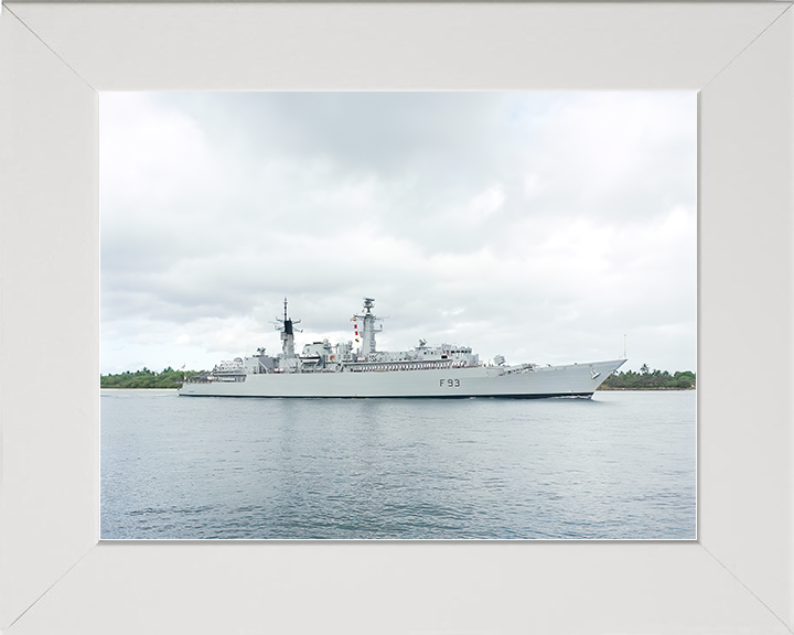 HMS Beaver (F93) Royal Navy Type 22 Frigate Entering Pearl Harbour Photo Print Wall Art Decor Posters, Prints, & Visual Artwork Hampshire Prints 10 x 8 White Frame No