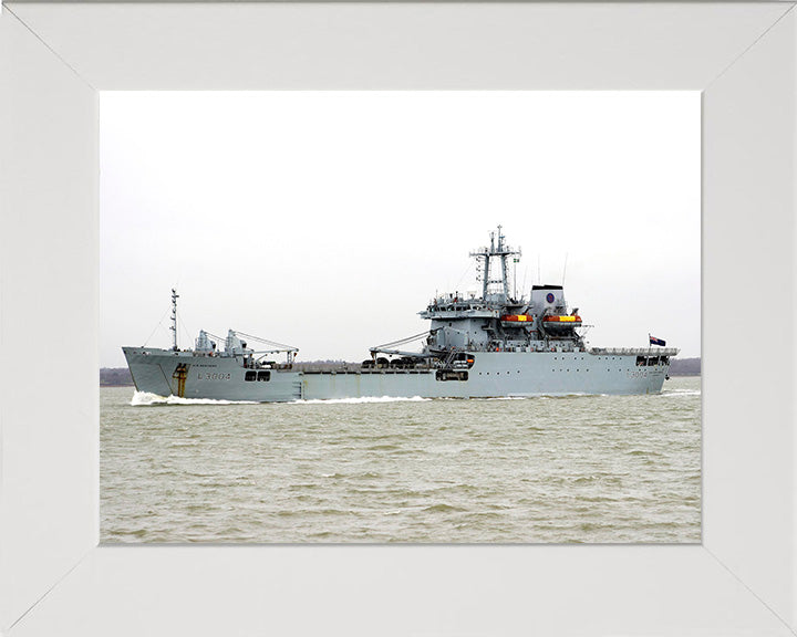 RFA Sir Bedivere (L3004) Photo Print - Port Beam View - Royal Fleet Auxiliary Round Table Class Ship Hampshire Prints 10 x 8 White Frame No