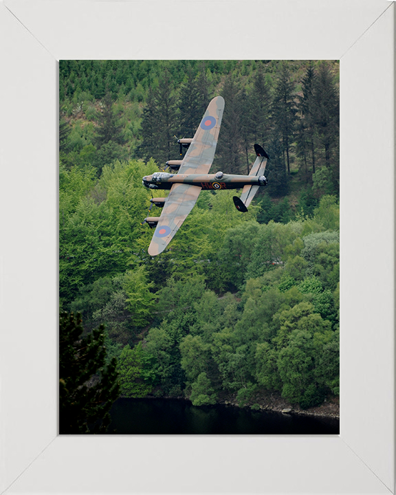 RAF Lancaster Bomber in Flight Photo Print - Royal Air Force Aircraft Hampshire Prints 10 x 8 White Frame No