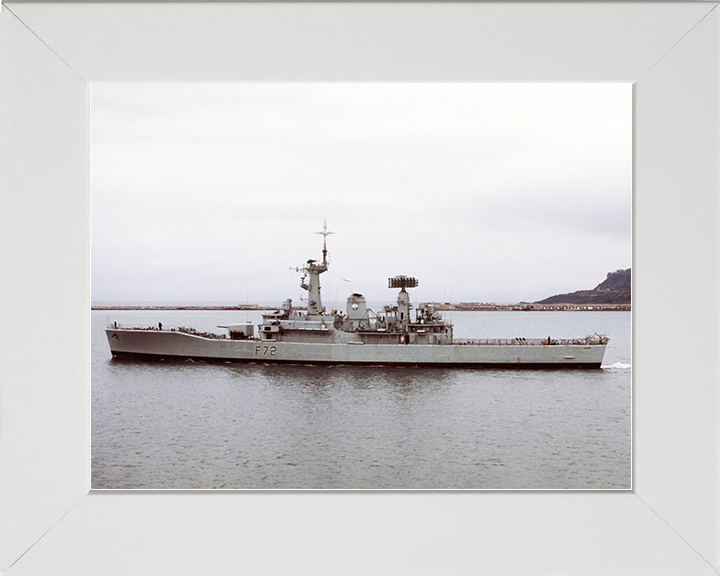 HMS Ariadne (F72) Royal Navy Leander Class Frigate Port Beam View Photo Print Wall Art Decor Posters, Prints, & Visual Artwork Hampshire Prints 10 x 8 White Frame No