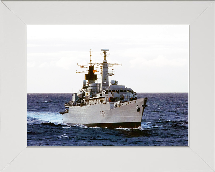 HMS Beaver (F93) Royal Navy Type 22 Frigate Starboard Bow View Photo Print Wall Art Decor Posters, Prints, & Visual Artwork Hampshire Prints 10 x 8 White Frame No