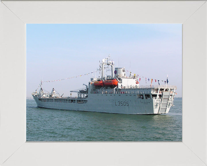 RFA Sir Tristram (L3505) Photo Print - Port Quarter View - Royal Fleet Auxiliary Round Table Class Ship Hampshire Prints 10 x 8 White Frame No