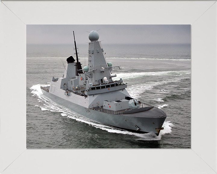 HMS Diamond (D34) Photo Print - Underway 2011 - Royal Navy Type 45 Destroyer Hampshire Prints 10 x 8 White Frame No
