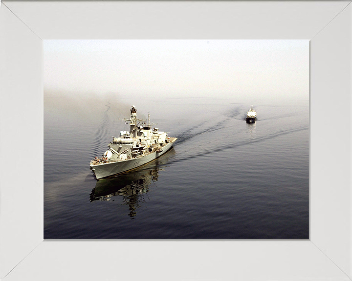 HMS Portland (F79) Photo Print - At Sea 2002 - Royal Navy Type 23 Frigate Hampshire Prints 10 x 8 White Frame No