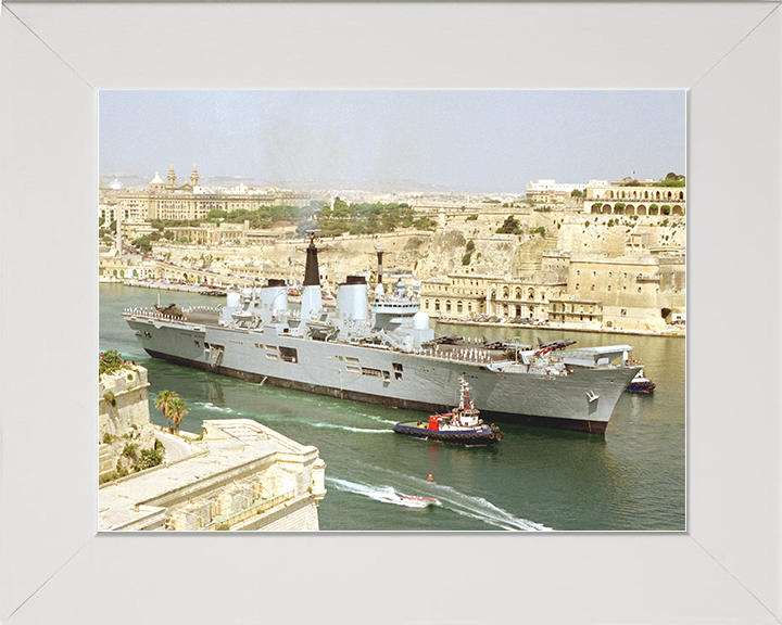 HMS Ark Royal (R07) Royal Navy Invincible Class Aircraft Carrier Malta 1994 Photo Print Wall Art Decor Posters, Prints, & Visual Artwork Hampshire Prints 10 x 8 White Frame No