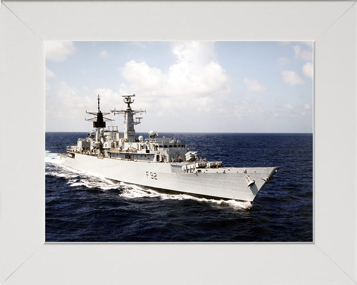 HMS Boxer (F92) Royal Navy Type 22 Frigate Starboard Bow View Photo Print Wall Art Decor Posters, Prints, & Visual Artwork Hampshire Prints 10 x 8 White Frame No