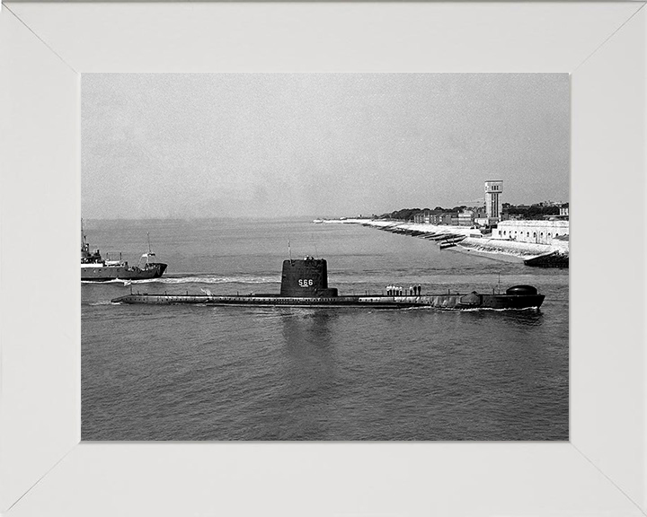 HMS Alderney (S66) (P416) Photo Print - Portsmouth - Royal Navy Amphion Class Submarine Hampshire Prints 10 x 8 White Frame No