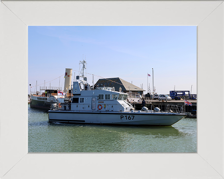 HMS Exploit (P167) Photo Print - Entering Harbour - Royal Navy Archer Class P2000 Patrol Vessel Hampshire Prints 10 x 8 White Frame No