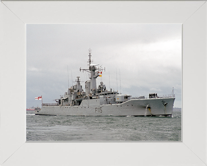 HMS Berwick (F115) Royal Navy Rothesay Class Frigate Entering Harbour Photo Print Wall Art Decor Posters, Prints, & Visual Artwork Hampshire Prints 10 x 8 White Frame No
